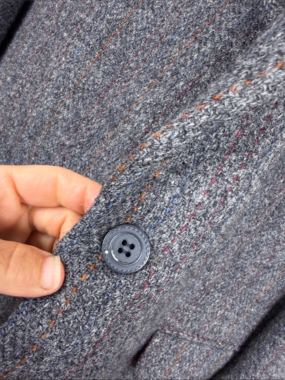 Vintage Harris Tweed Sport Coat Mens 46T Grey Orange Red Stripe Wool Blazer - Picture 7 of 15